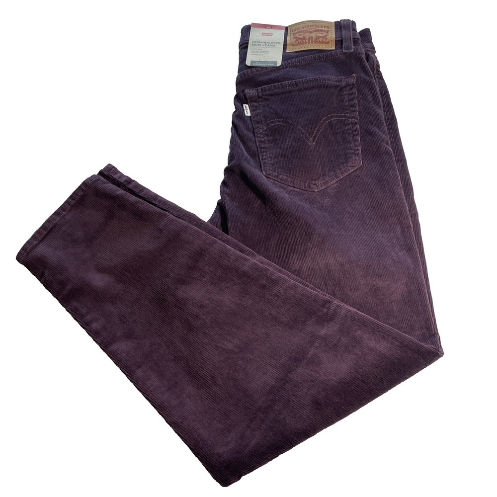 NWT LEVI'S Women's 29 x 27‎ High Waisted Mom Jeans Relaxed Soft Corduroy -Plum